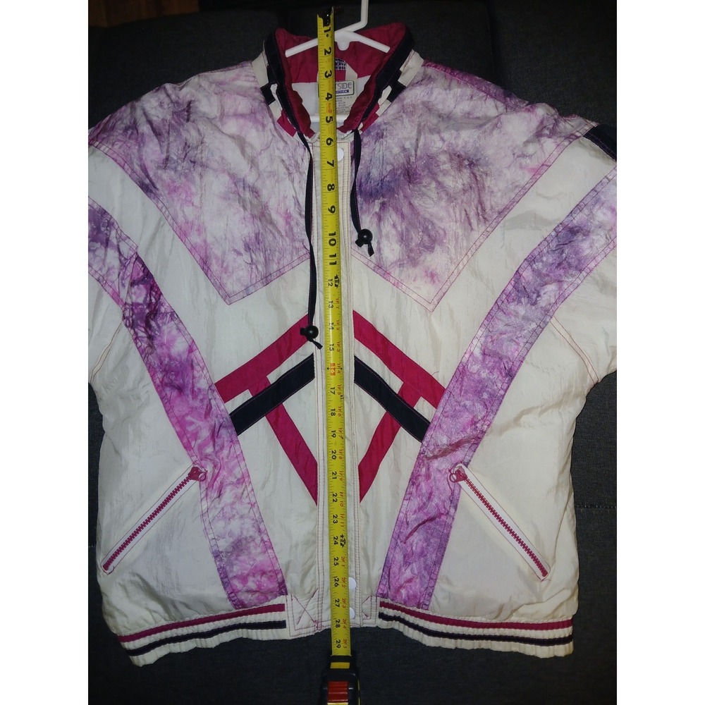 Vintage Westside Connection Large Puffy Ski Jacket 80s 90s Purple White Colorblo - Picture 5 of 6